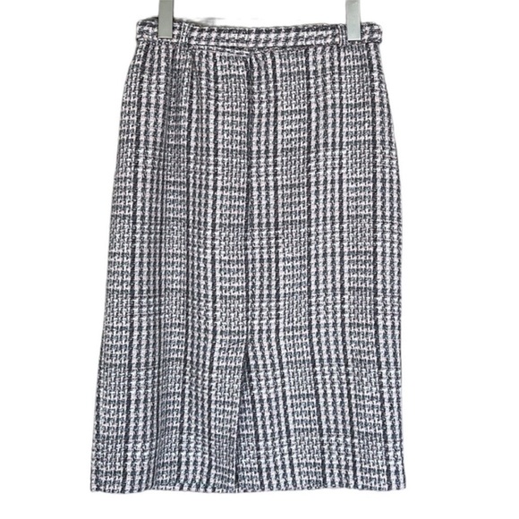 Russ Vintage 60’s Gray Pink & White Plaid Tweed Midi‎ Skirt - Picture 5 of 14